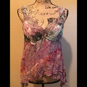 Hale Bob Silk Multi-Clr Cami Top with Side ZIP